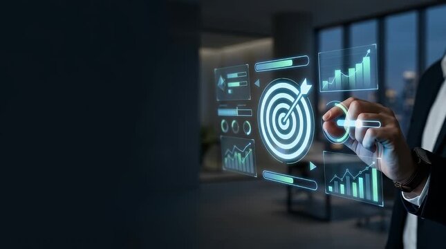 Interactive Data Analytics Interface with Target Icon in Office