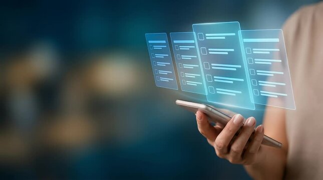 Person Interacting with Holographic User Interface on Smartphone