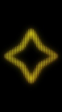 Golden Four-Pointed Star Frame With Breathing Animation, Glowing Star Particles on Dark Background, Pulsing Geometric Shape Border, 4K Seamless Loop, Vertical Video