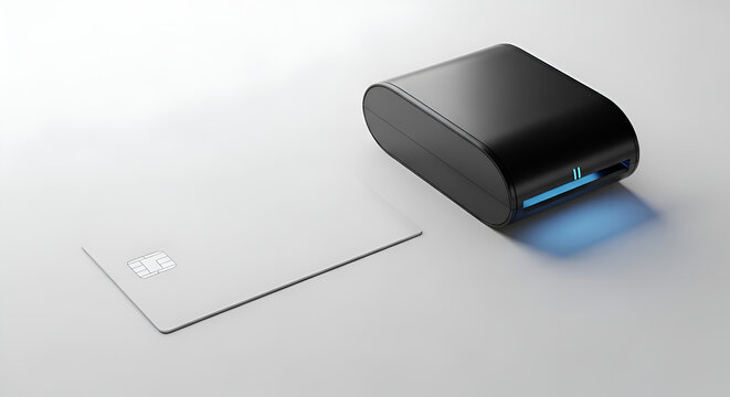 Card scanner with blue light technology.