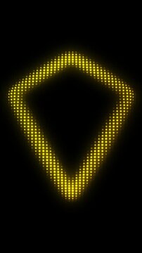 Golden Inverted Triangle Pyramid Frame With Breathing Animation, Glowing Star Particles on Dark Background, Pulsing Geometric Shape Border, 4K Seamless Loop, Vertical
