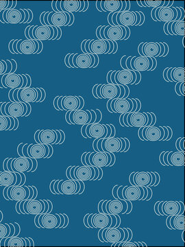 和風の観世水シームレスパターン（ドット・水紋・夏・涼感）：Japanese Kanze-mizu water swirl seamless pattern. Dotted ripple motif for summer and cooling background.