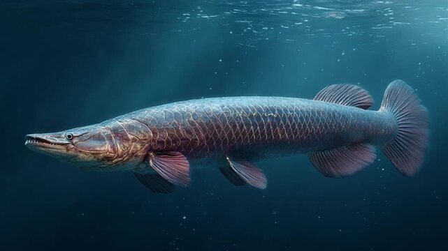 Arapaima Swimming Through a Tropical River