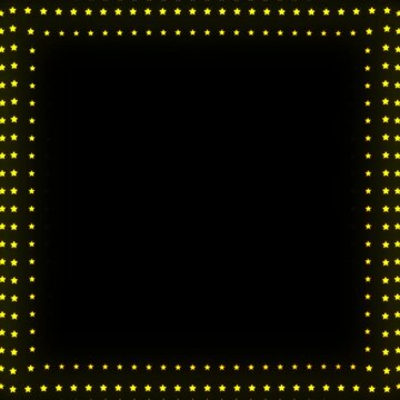 Golden Square Frame With Breathing Animation, Glowing Star Particles on Dark Background, Pulsing Geometric Shape Border, 4K Seamless Loop, Square 1:1