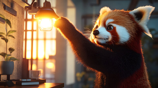 red panda eating bamboo