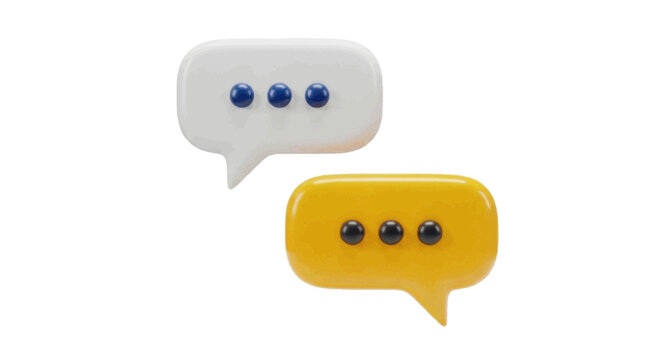 Vector illustration&nbsp;of 3d render of two speech bubbles with dots on a transparent background