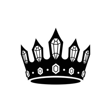 Black crown with white jewels and details.