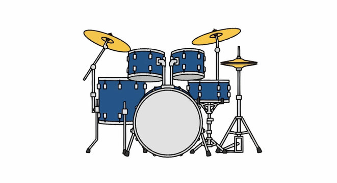 Acoustic drum set with cymbals and stands.