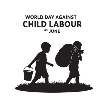 Children carrying burdens on world day against child labor