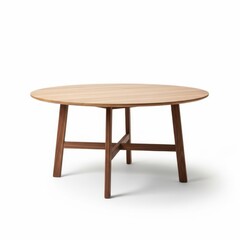 Fototapeta premium Light wooden round table with tapered legs