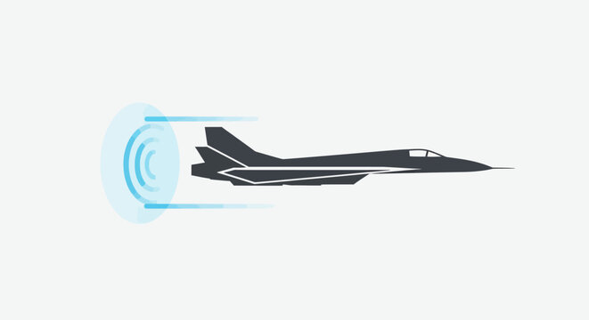 Black Fighter Jet Aircraft Flying Fast.