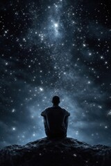 Fototapeta premium Contemplation under vast starscape.