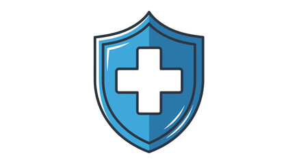 Fototapeta premium Blue shield with white cross symbol.