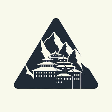 Buddhist monastery in the mountains.