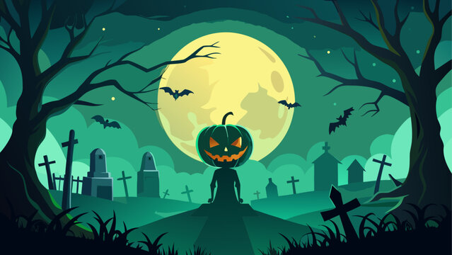 A spooky full moon rising over a dark forest with silhouetted trees