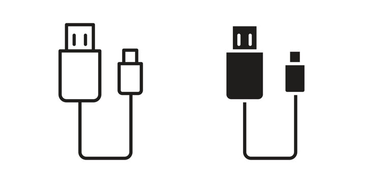 USB cable icon graphic vectors for website design