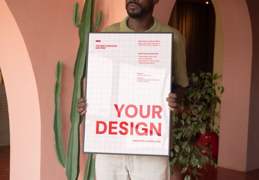 Mockup Of Man With Customizable Poster