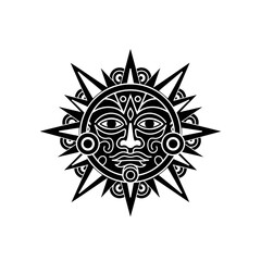 Obraz premium Decorative Sun Face Icon Symbol.