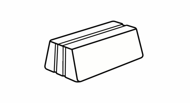 A black and white line drawing of a single object with a trapezoidal shape and three distinct sections