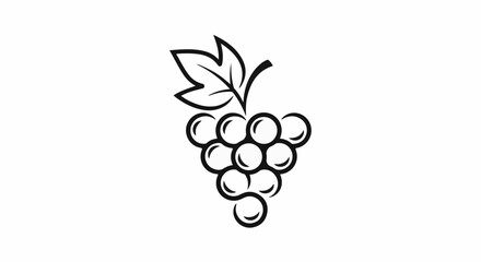 Naklejka premium A stylized black and white graphic of a grape cluster and leaf