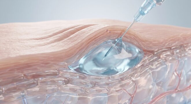 Dermal filler injection lifting skin wrinkle 3D render