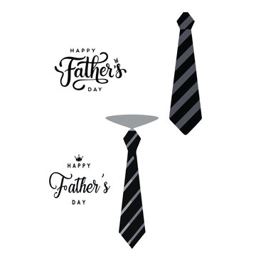 Happy Father's Day Vector Set with Neckties and Elegant Calligraphy Design Elements