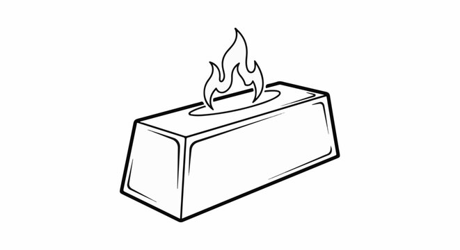 A rectangular box with a flame emerging from the top opening