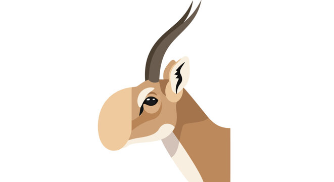Unique Vector Illustration of a Saiga Antelope Head with Curved Horns.
