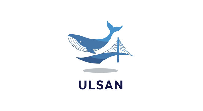 Ulsan City Logo - Whale and Bridge Symbolizing Korean Coastal City.