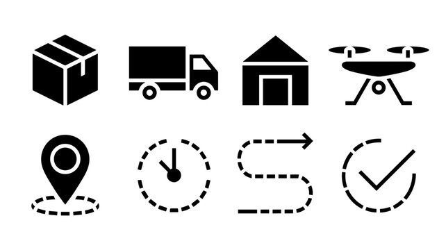Professional e-commerce logistics and route icons &ndash; Great for delivery confirmation screens, courier service branding, or tracking dashboards.