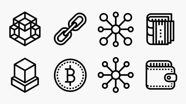 Precision technical blockchain and node icons &ndash; Ideal for fintech startups, decentralized app (dApp) design, or tech documentation.