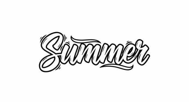 Stylized, hand-drawn word "Summer" in black outline on a white background