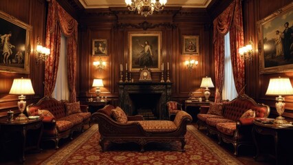 Fototapeta premium Elegant vintage interior with ornate furniture and classic decor