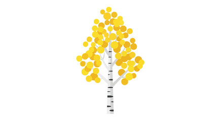 Obraz premium Vibrant Autumn Aspen Tree Illustration with Yellow Leaves and White Bark.