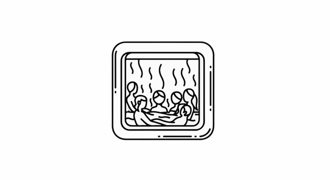 Group relaxing in a steaming hot tub or jacuzzi