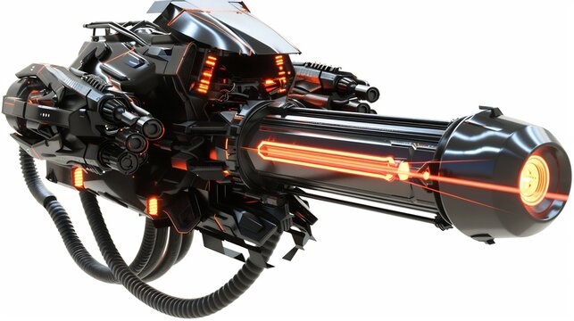 Detailed futuristic heavy weapon with an ominous presence and glowing components