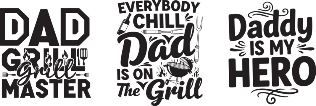 Grilling dad typography celebrating father's day with bold and playful lettering designs