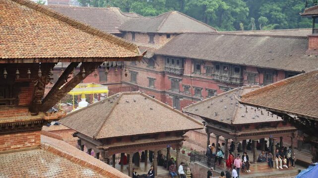 Cinematic 4K 60fps Footage of the Royal Palace and Pagoda Temples at Patan Durbar Square in Kathmandu Valley, Nepal