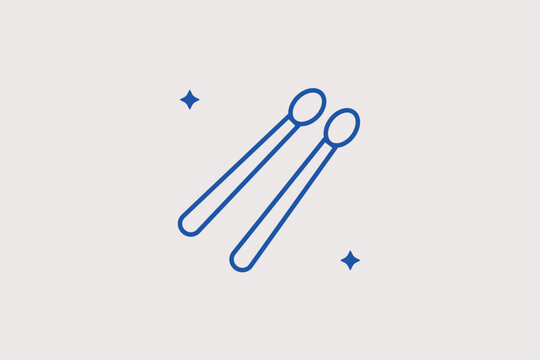 Drumsticks line icon for percussion rhythm and drum kit play. Rhythmic illustration for music school courses and drum tutorial apps.