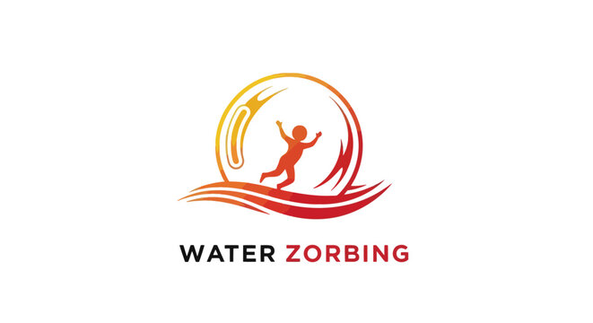 Water Zorbing Logo Depicting Joyful Silhouette of a Child.