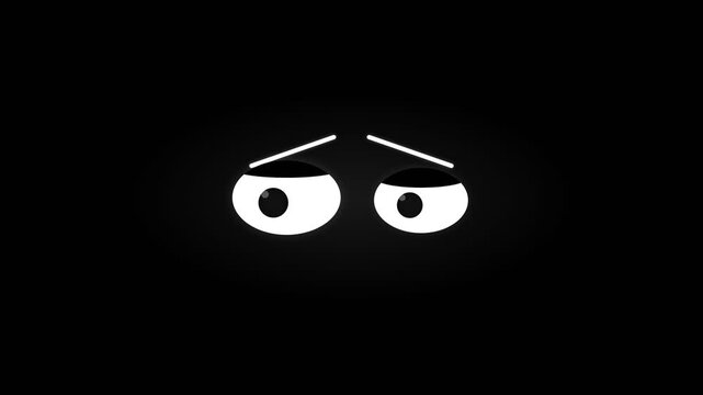 Animated Minimalist Cartoon Eyes Peeking From Darkness With Tired Expression Element