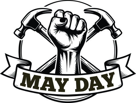 May day fist with hammers icon