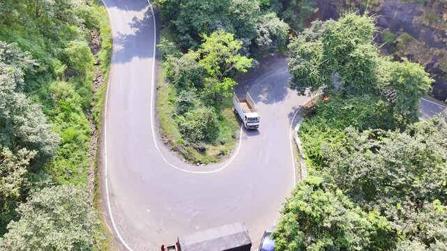 Scenic Curved Road in Shimla Hill Station Aerial View