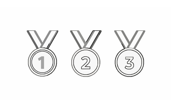 Medal Outline Icon Set Numbers 1 2 3 Minimal Award Ranking Vector Symbols