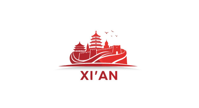 Xian Cityscape Logo - A Symbolic Representation of Ancient China.