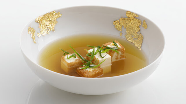 wild mushroom consomme with tofu cubes