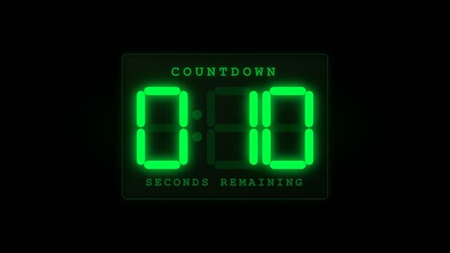 Green Digital Countdown Timer Display with Glowing Neon Numbers for Project Launch and Event Teasers