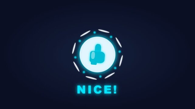 Glowing Thumb Up Icon and Nice Text Animation for Digital Feedback and Social Media Achievement