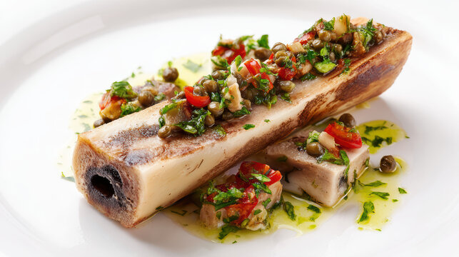 roasted bone marrow with caper berry sauce