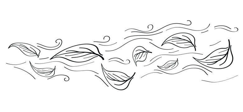 Cartoon falling leaves, by the wind, autumn siskin. Autumn leaves fall on the ground concept. The symbol of letting go, depression, or change, or in other words, something ends so that something else 